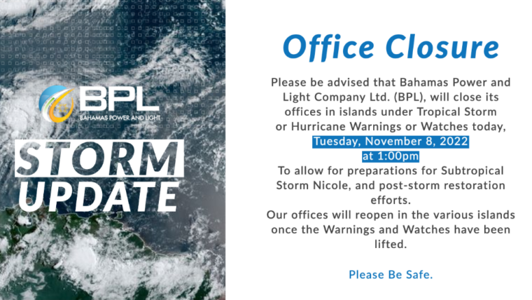 Tropical Storm Nicole – Office Closure