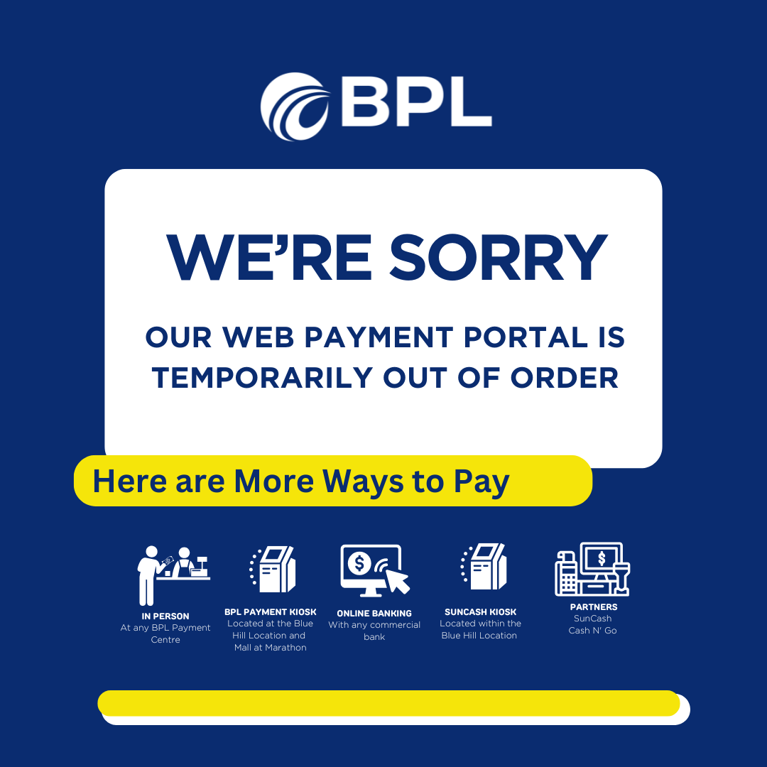 Payment Portal Down Notice from BPL