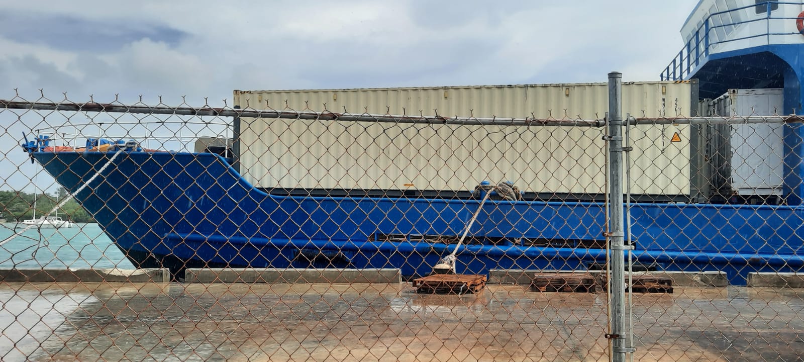 Barge delivering rental generators to Central Andros
